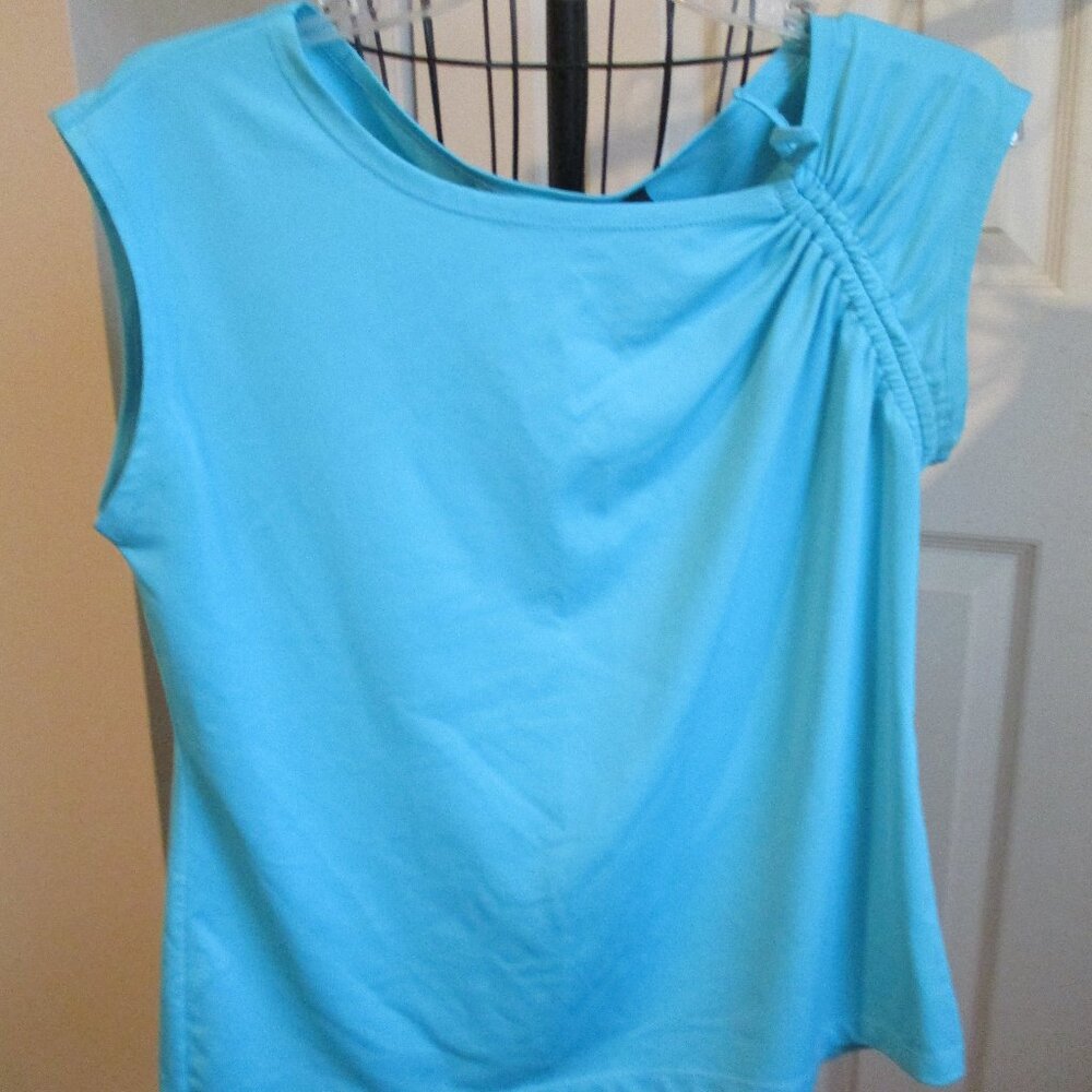 Ladies New York & Company Turquoise Blue Sleeveless Blouse XL